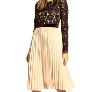 Rachel Parcell Black and Nude Lace Pleat Dress NWT